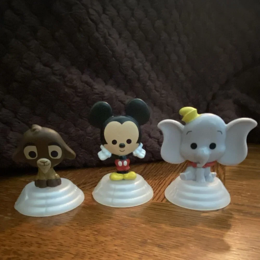 MCDONALD'S Disney Mickey Mouse Valentino & Dumbo Plastic Figurines Lot of 3